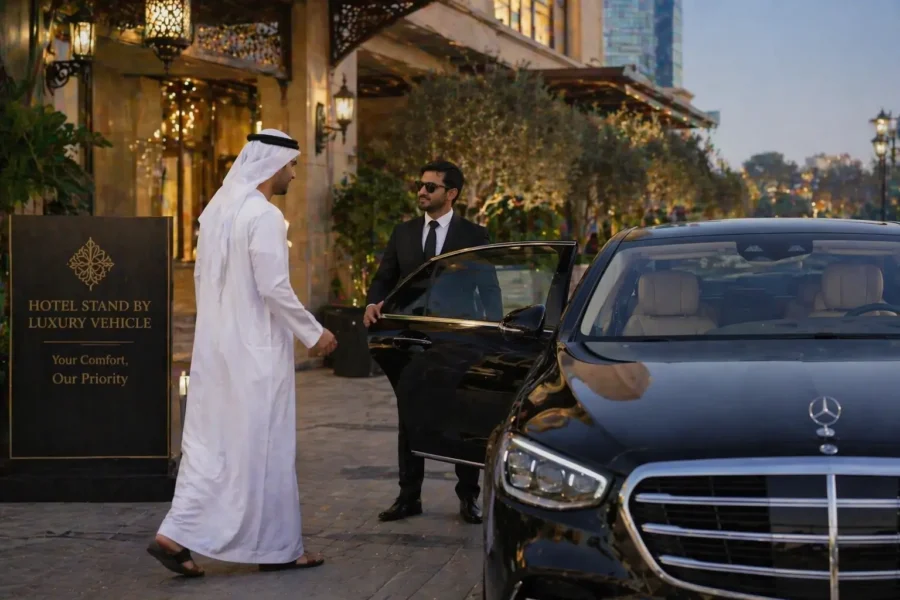 Hotel Stand by Luxury Vehicle