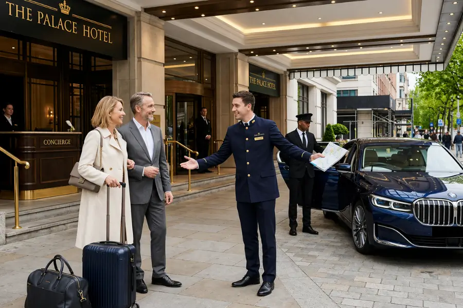 Hotel Stand by Luxury Vehicle